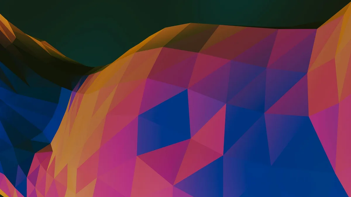 Design poligonale astratto vibrante con motivo geometrico colorato