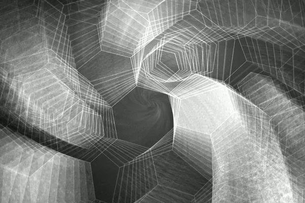Schwarz-Weiß-Abstraktmuster mit geometrischen Formen und Wirbeldesign