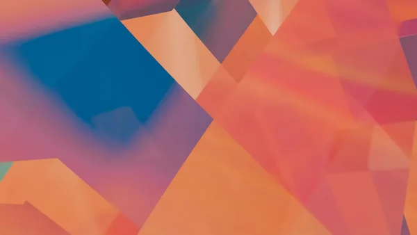 Farbenfrohe geometrische abstrakte Kunst, die sanfte Orange- und Blautöne vermischt.