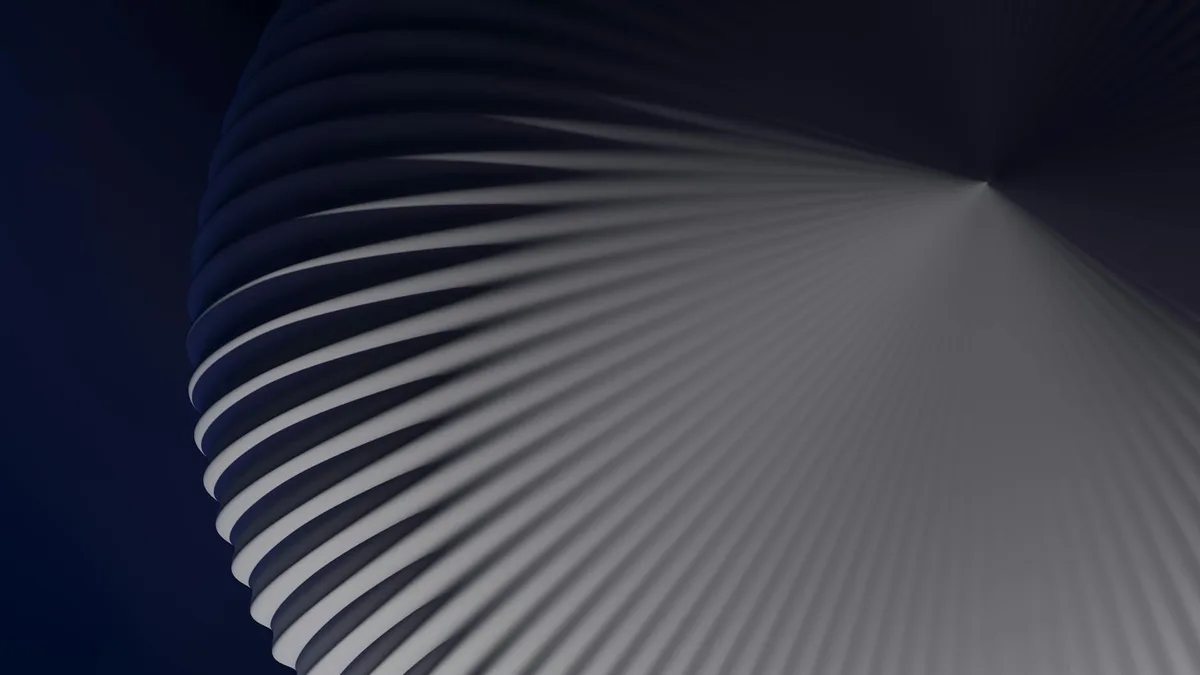 Dynamischer 3D-Render eines geometrischen abstrakten Musters mit Kurven und Tiefe