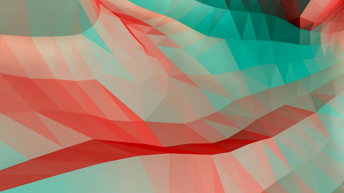 Lebendiger abstrakter Low-Poly-Hintergrund in Teal- und Korallenfarben
