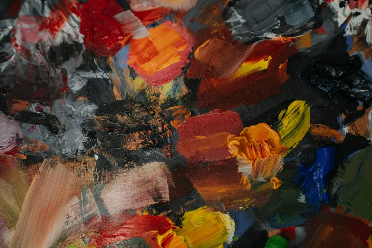 Bunte Ölfarbe-Textur mit Pinselstrichen und leuchtenden Farben