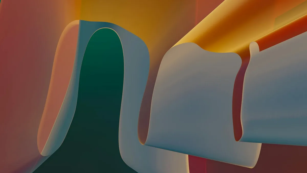 Rendering astratto 3D vibrante con forme fluide e colori ricchi