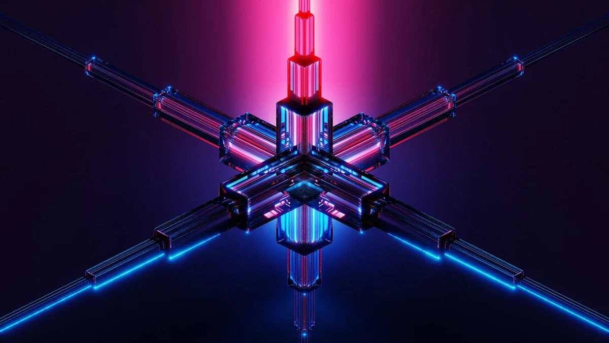 Design geometrico neon con strutture luminose futuristiche