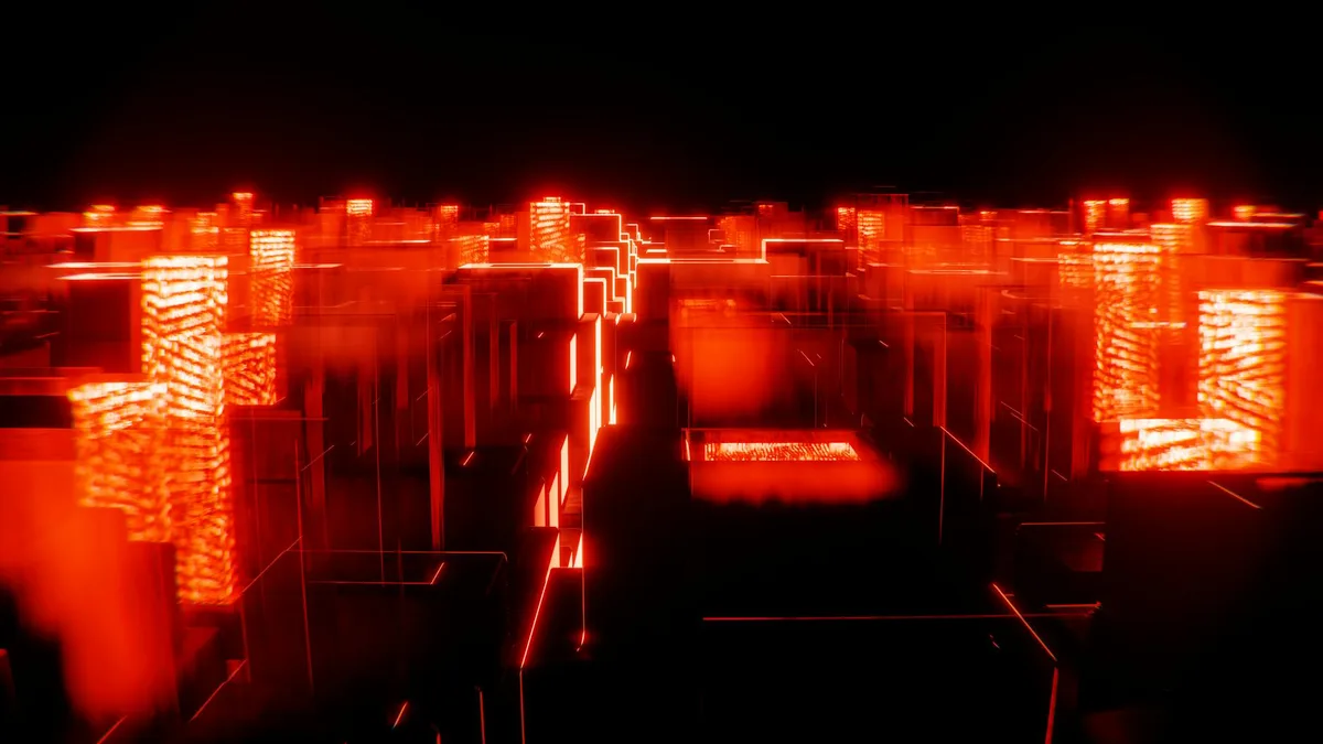 Lebendige Neonlichter als abstrakte Stadtlandschaft – futuristisches urbanes Flair