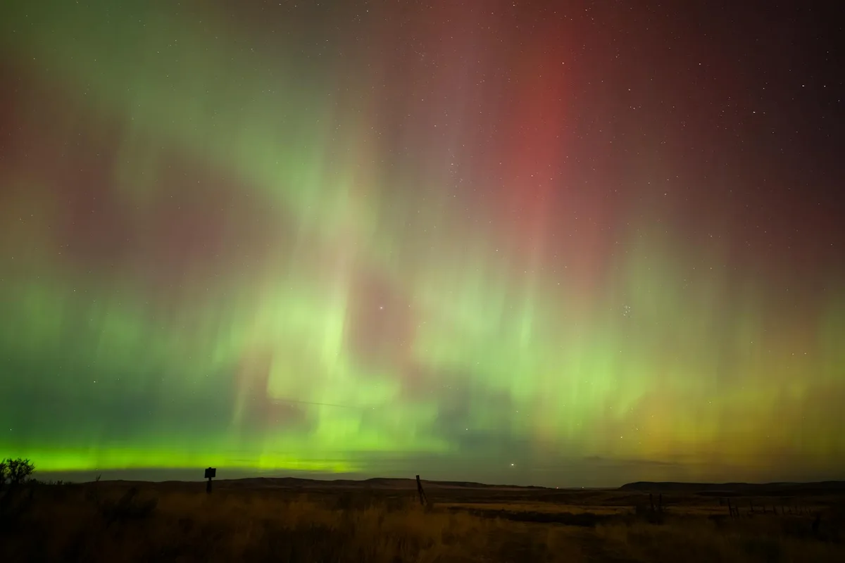 Nordlichter über Rock Island in Washington, USA