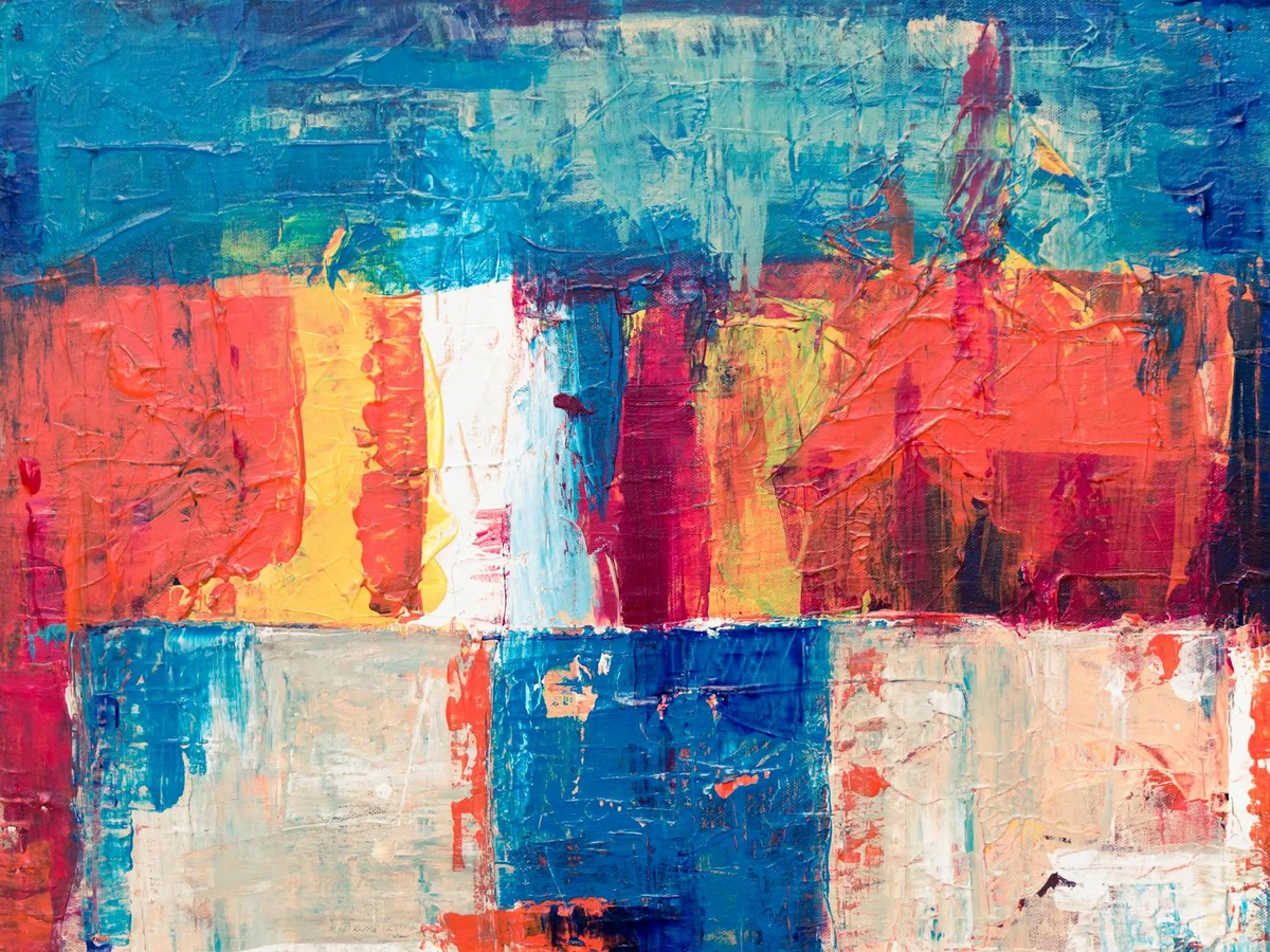 纹理大胆、色调鲜活的抽象画