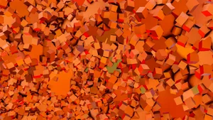 Dynamic and vibrant abstract design of orange cubes in geometric pattern.